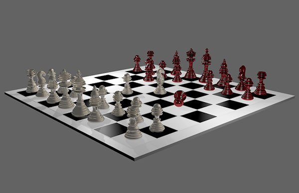 blender 3d tablero ajedrez