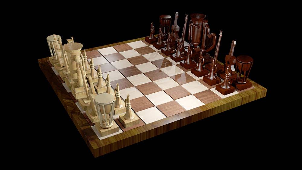 diseno grafico alumnos modelado 3d ajedrez instrumentos